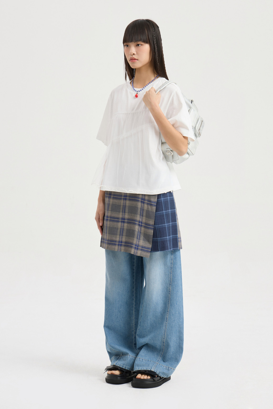 LUCKY CHOUETTE - 반소매 티셔츠 - Mesh Point Half Sleeve T-shirt (white)