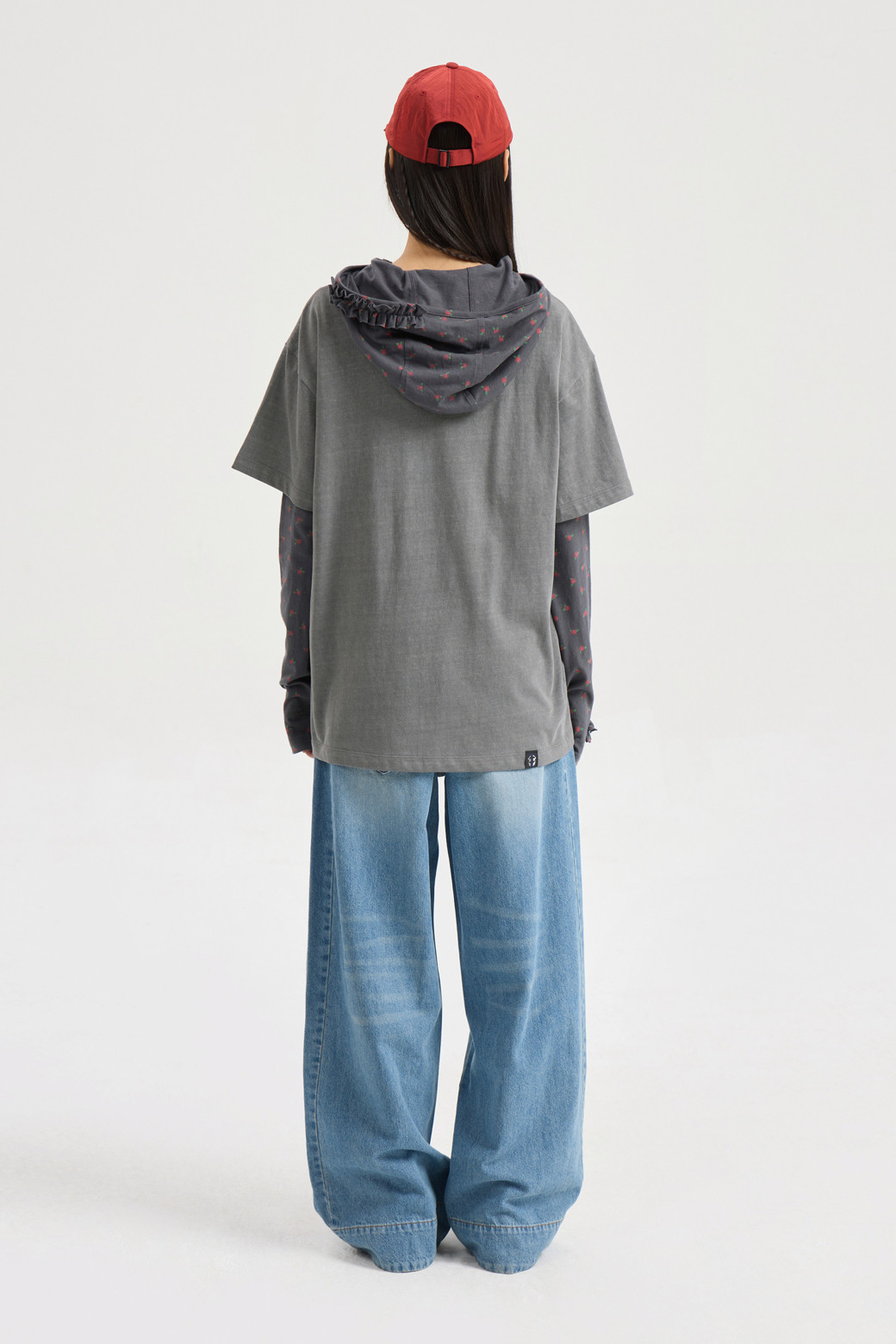 LUCKY CHOUETTE - 롱/미디팬츠 - Wappen Point Back Banding Denim Pants (blue)