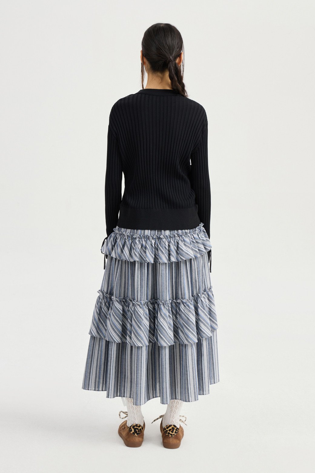 LUCKY CHOUETTE - 가디건 - Ribbed Slim Fit Knit Cardigan (black)