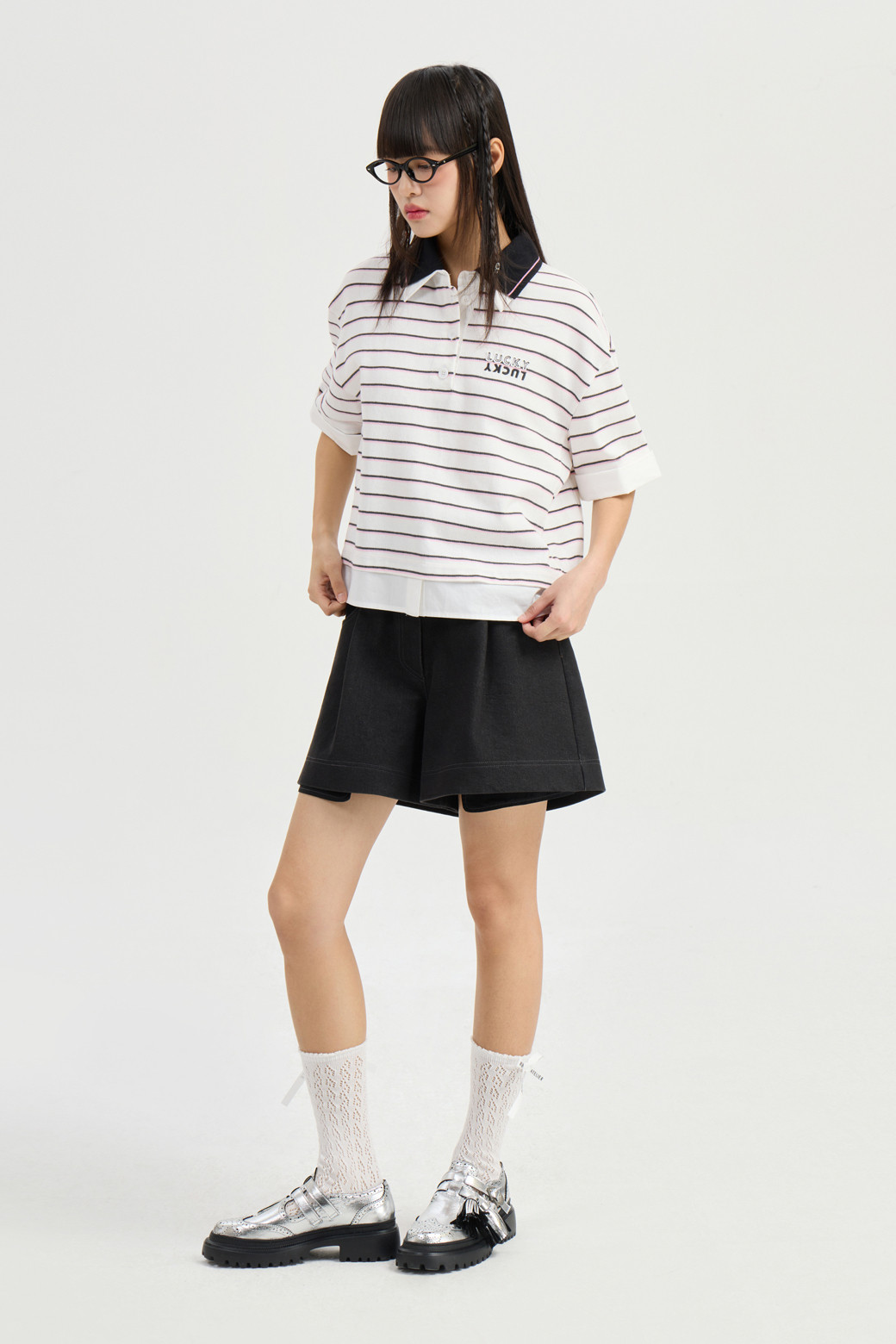 LUCKY CHOUETTE - 쇼트팬츠 - Belt Point Shorts (black)