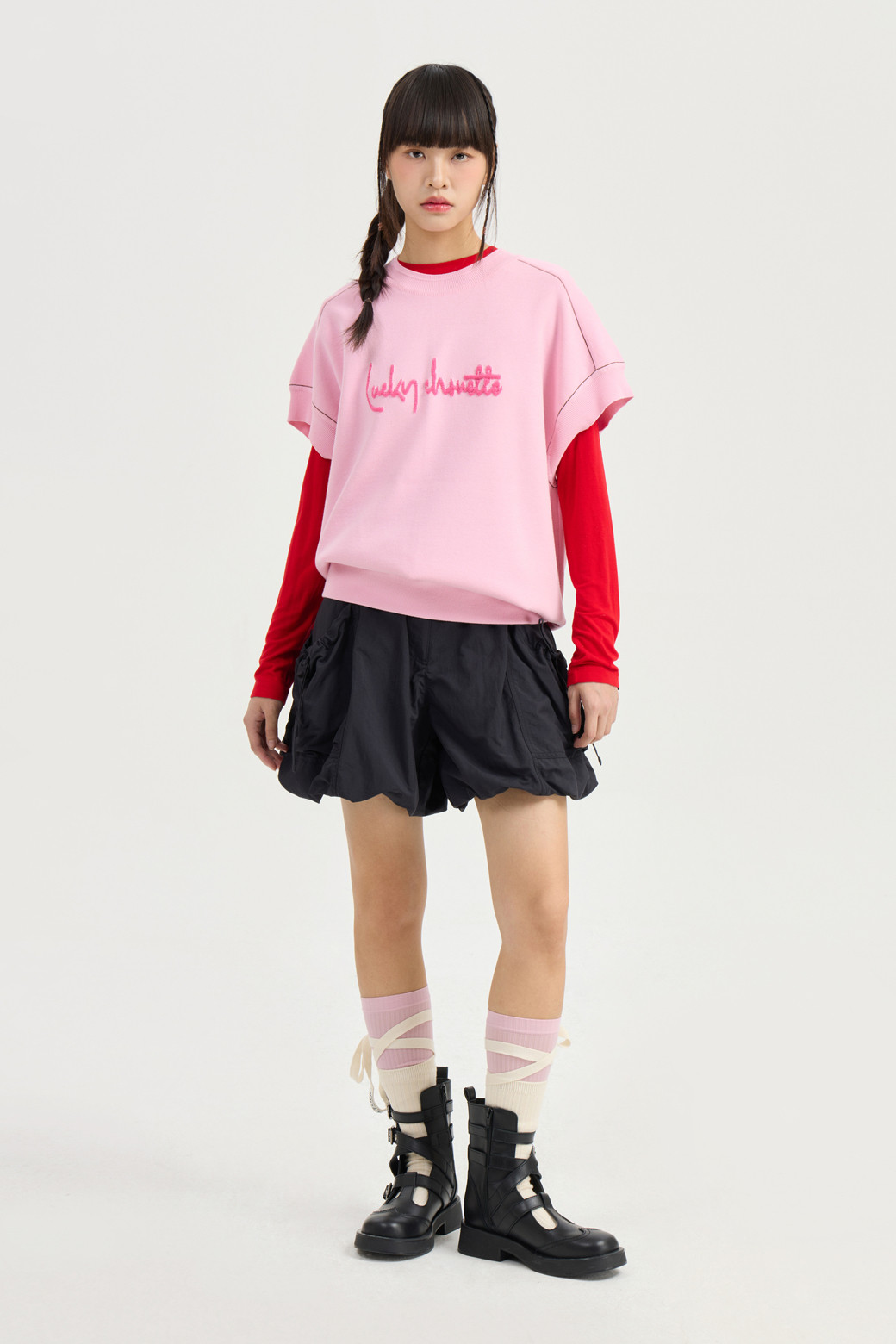 LUCKY CHOUETTE - 쇼트팬츠 - Pocket Point Back Banding Shorts (black)