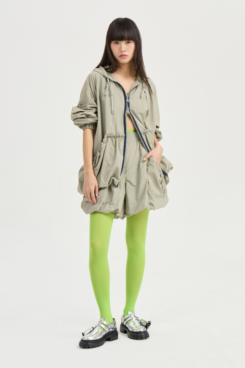 LUCKY CHOUETTE - 점퍼 - Hood Zip Up Jumper (light khaki)