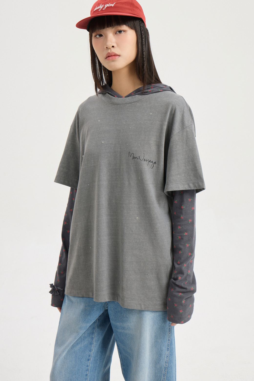 LUCKY CHOUETTE - 롱/미디팬츠 - Wappen Point Back Banding Denim Pants (blue)