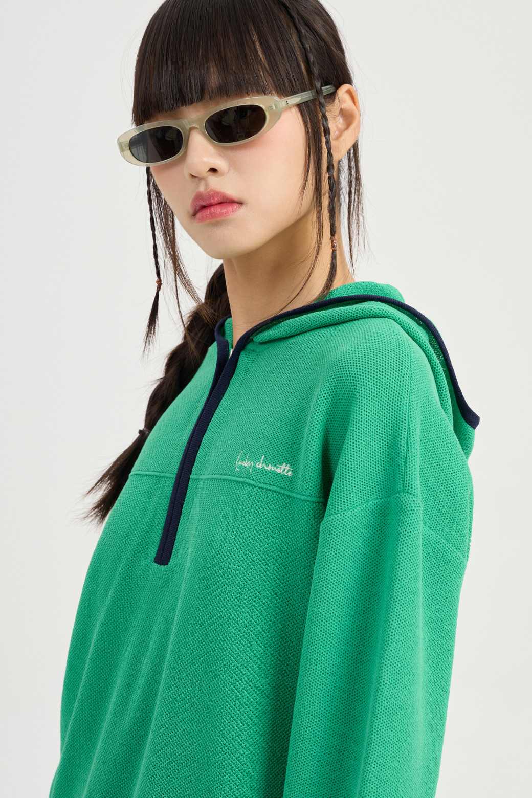 LUCKY CHOUETTE - 스웨터 - Zip Up Hood Pullover (green)