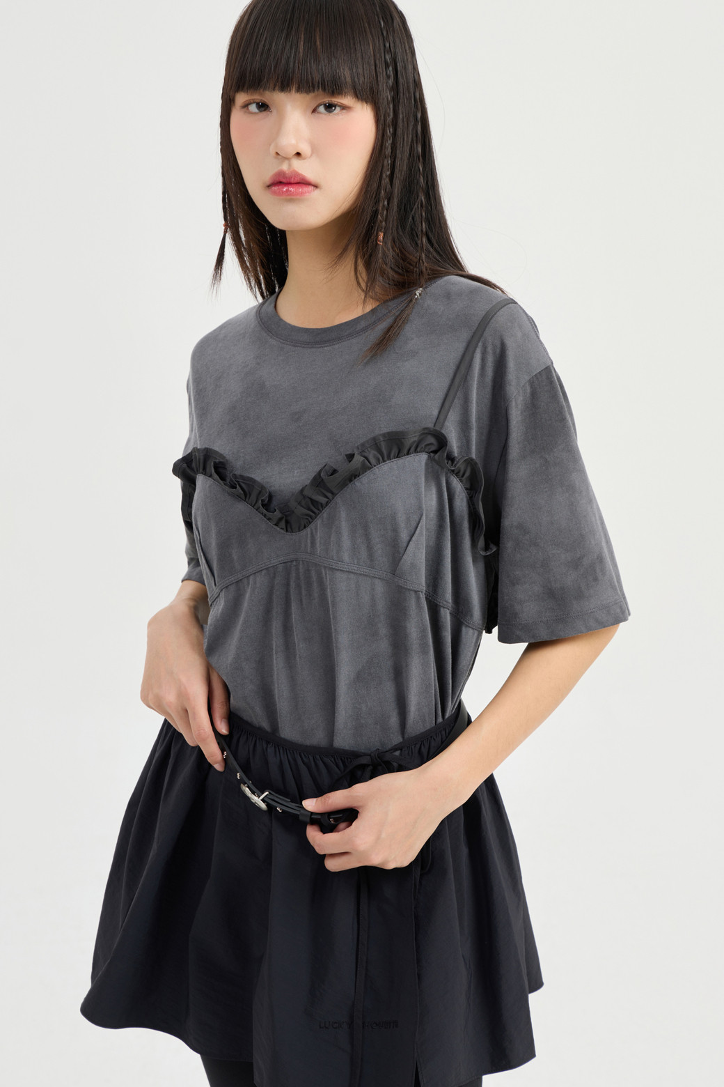 LUCKY CHOUETTE - 기타소품 - Layered Decoration Skirt (black)