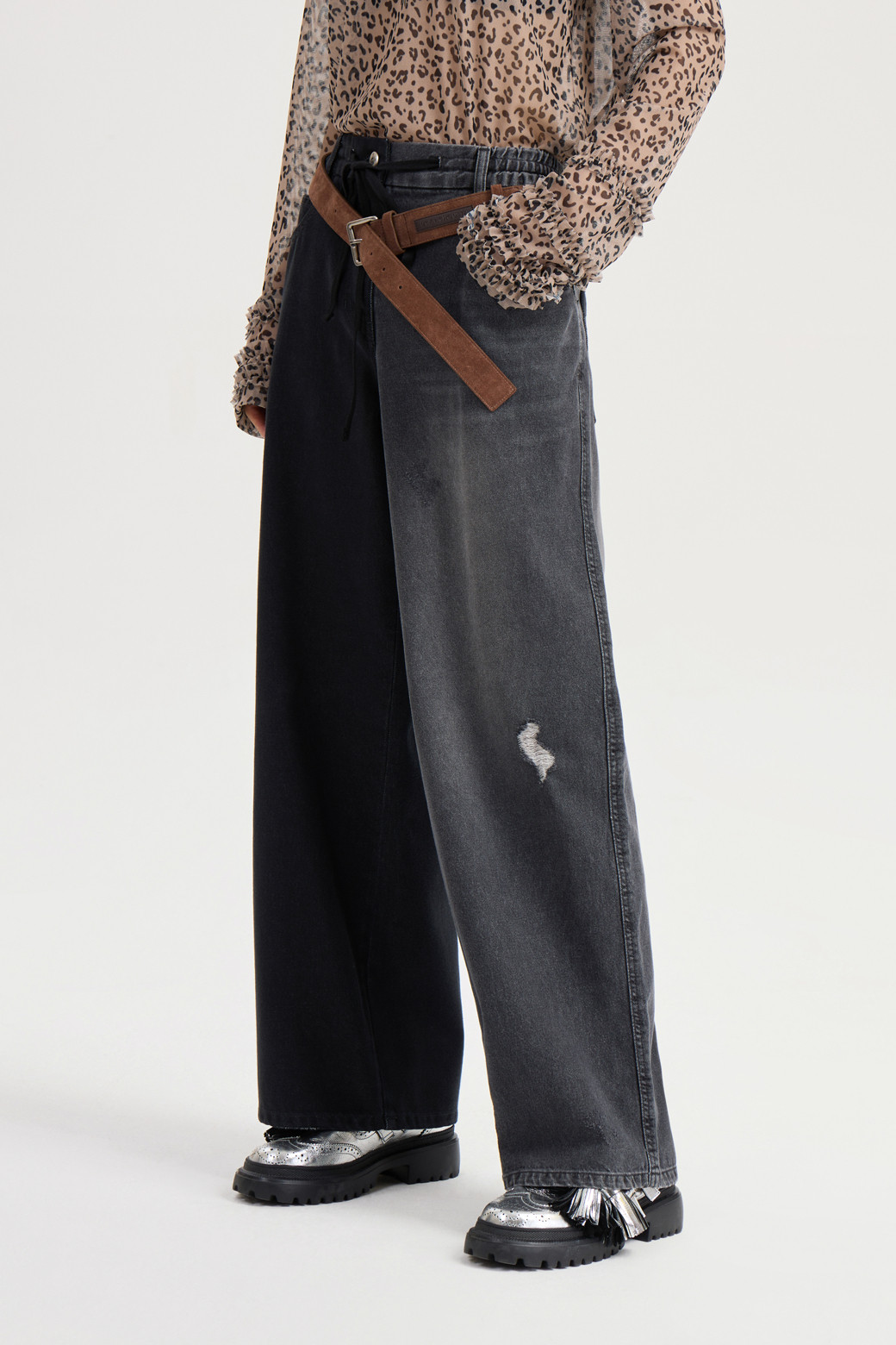 Color Mix Banding Denim Pants (black)_LUCKY CHOUETTE - 코오롱몰