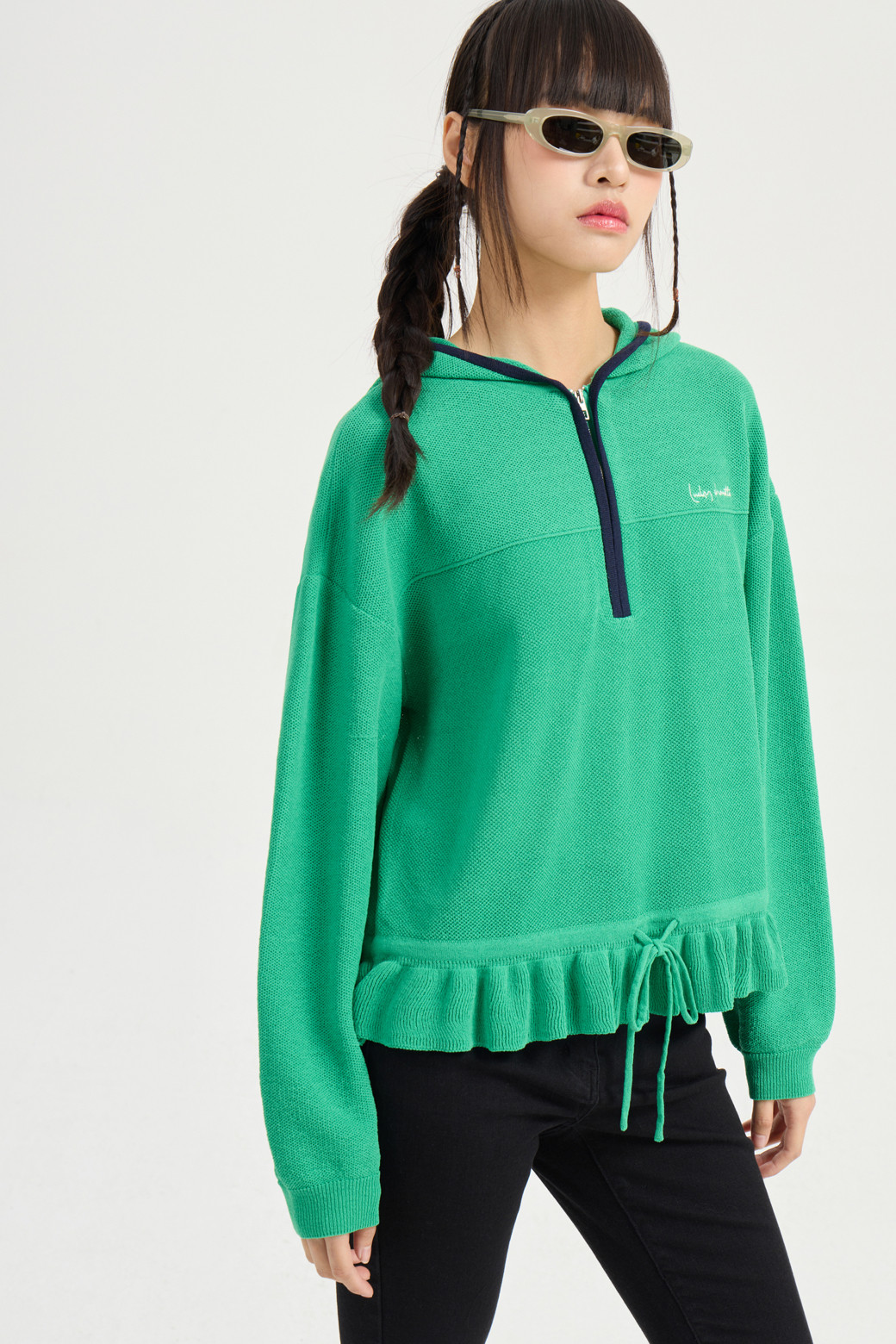 LUCKY CHOUETTE - 스웨터 - Zip Up Hood Pullover (green)