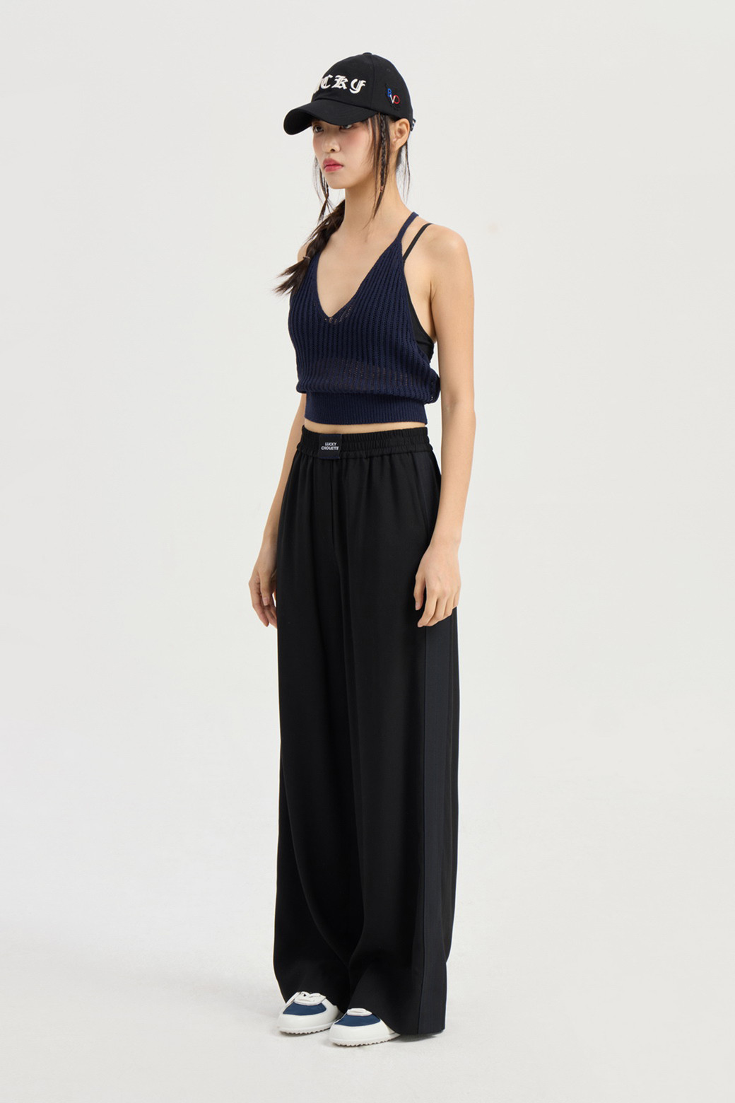 LUCKY CHOUETTE - 스웨터 - Bustier Set Half Sleeve Pullover (navy)