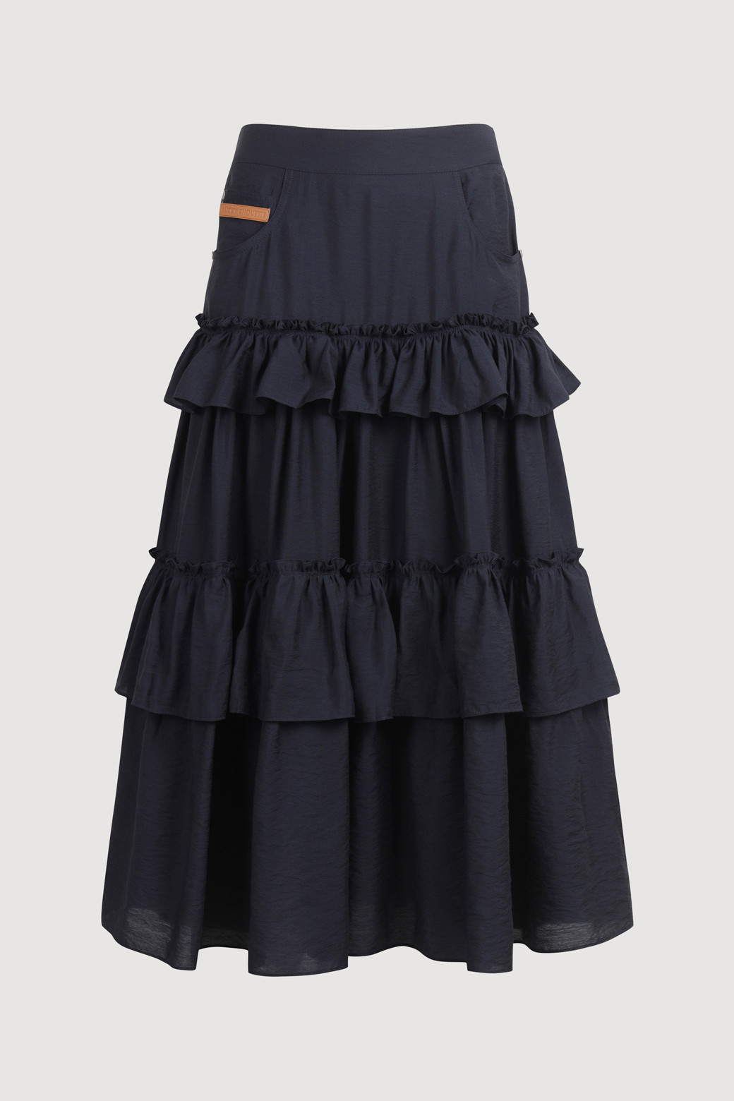 LUCKY CHOUETTE - 롱스커트 - Shirring Stripe Back Banding Long Skirt