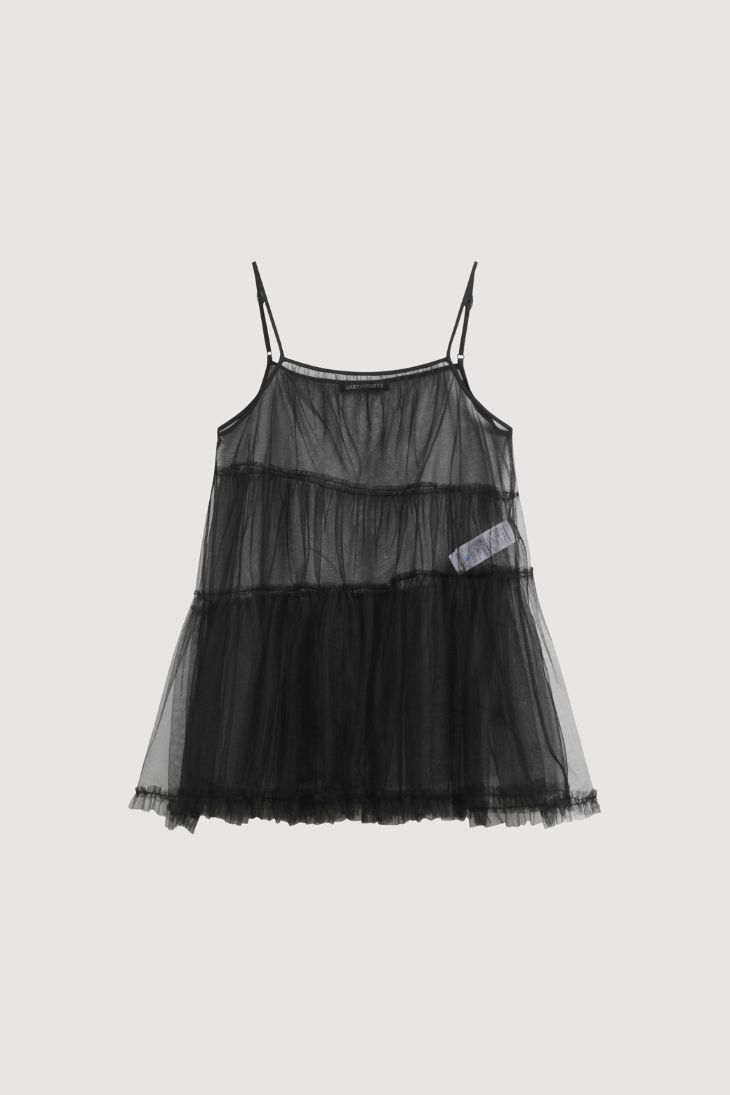 LUCKY CHOUETTE - 블라우스 - Shirring Mesh Top Blouse (black)