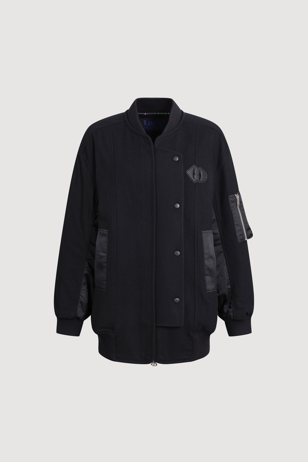 LUCKY CHOUETTE - 패딩 - Wool Patch Padded Jumper (black)