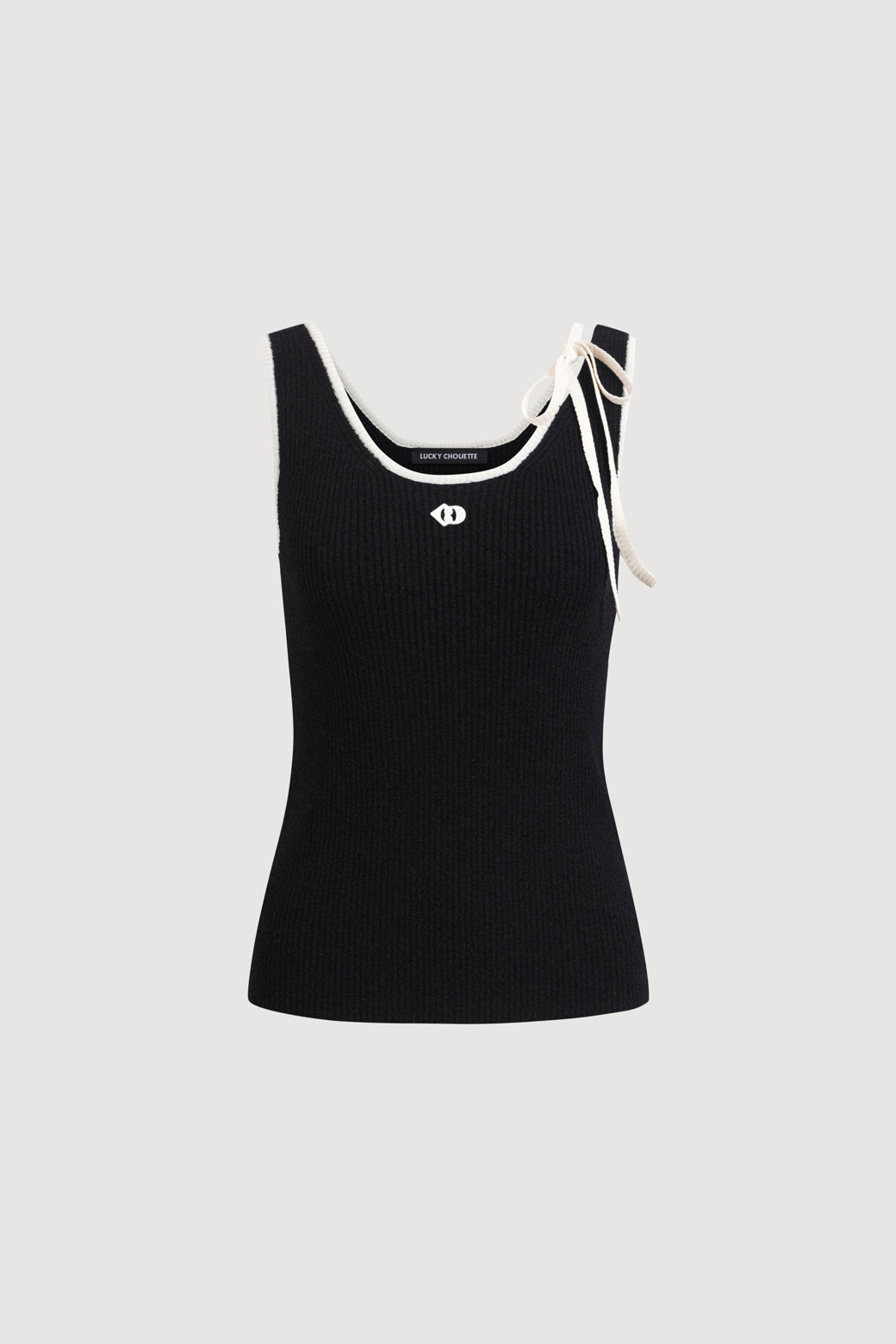 LUCKY CHOUETTE - 스웨터 - Color Line Sleeveless Pullover (black)