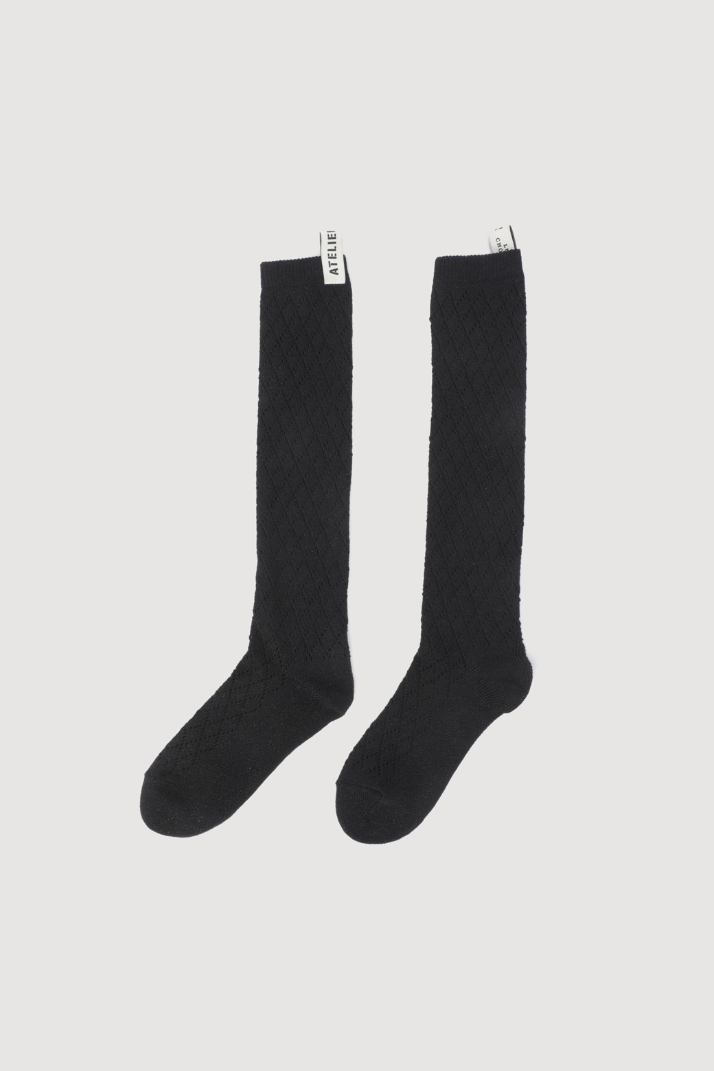 LUCKY CHOUETTE - 양말 - A-Label Decoration Metal Roomy Knee Socks (black)