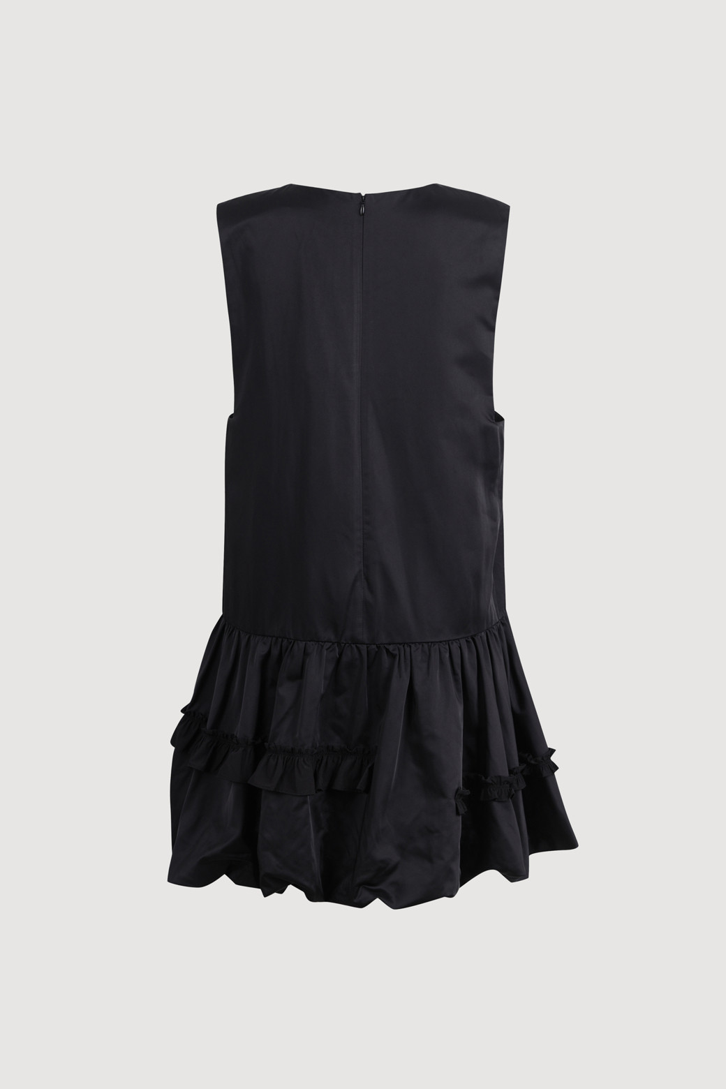 LUCKY CHOUETTE - 민소매 원피스 - V Neck Frill Mini Dress (black)