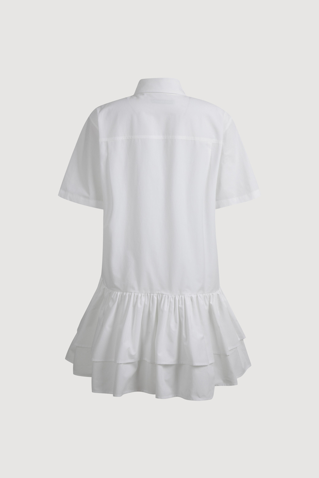 LUCKY CHOUETTE - 반소매 원피스 - Hem Frill Half Sleeve Cotton Shirt Dress (white)