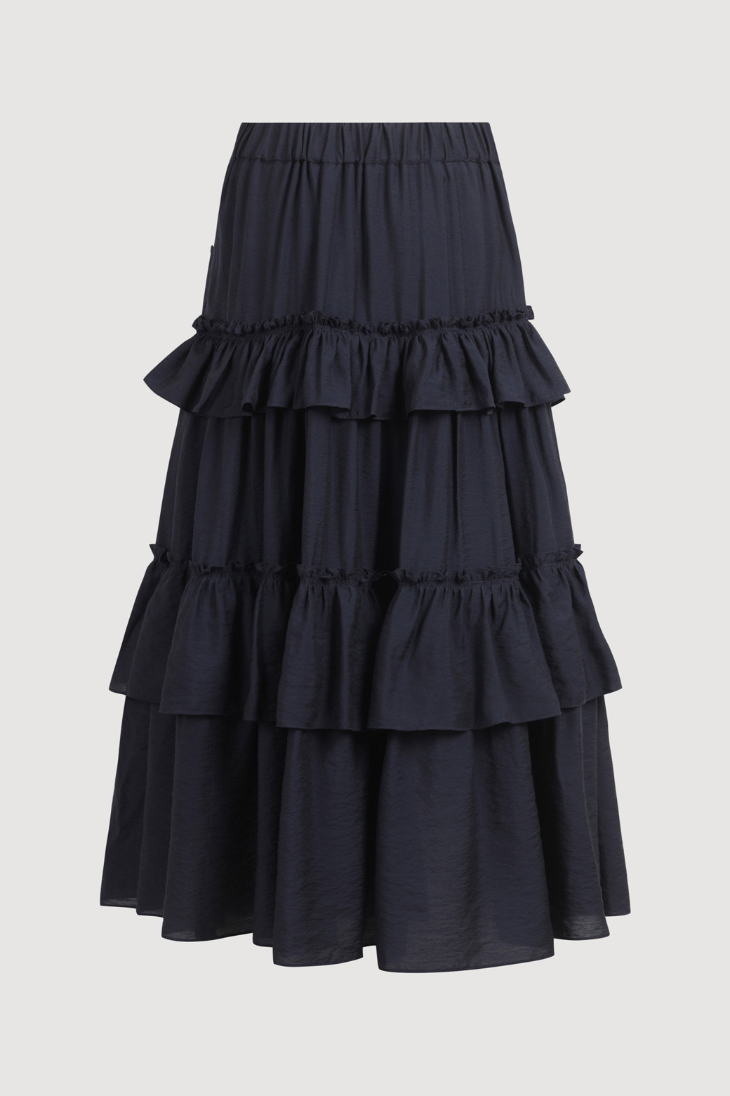 LUCKY CHOUETTE - 롱스커트 - Shirring Stripe Back Banding Long Skirt