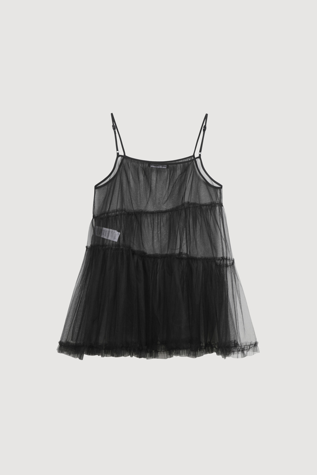 LUCKY CHOUETTE - 블라우스 - Shirring Mesh Top Blouse (black)