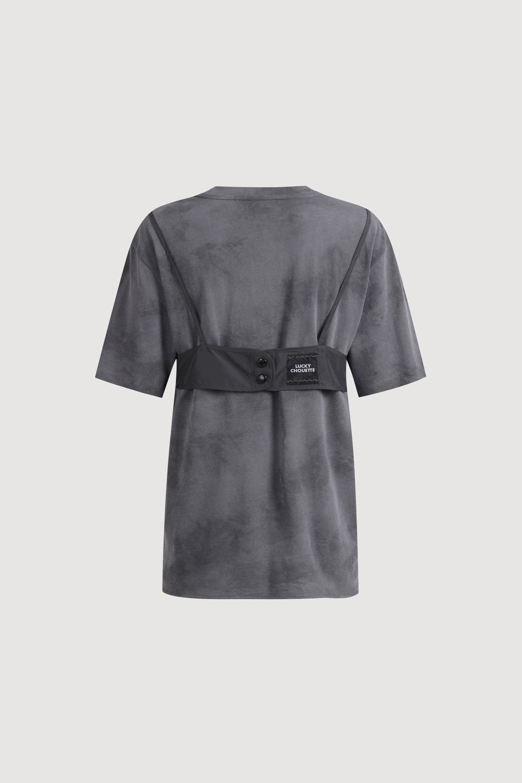LUCKY CHOUETTE - 반소매 티셔츠 - Bustier Point Half Sleeve T-shirt (grey)