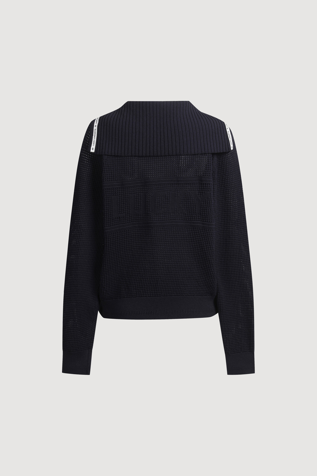 LUCKY CHOUETTE - 가디건 - Sailor Crochet Knit Cardigan (dark navy)