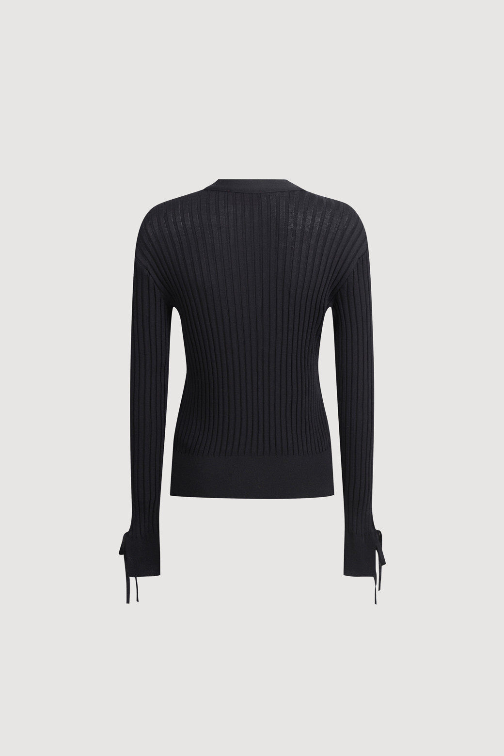 LUCKY CHOUETTE - 가디건 - Ribbed Slim Fit Knit Cardigan (black)