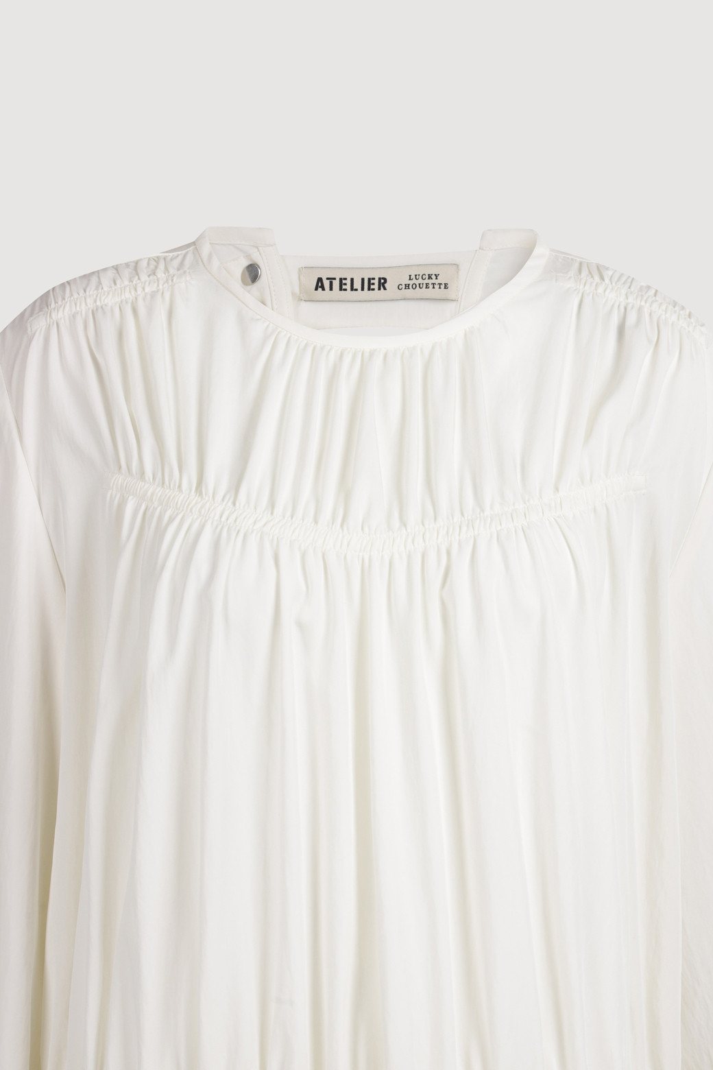 LUCKY CHOUETTE - 긴소매 원피스 - [Atelier] Shirring Mini Dress (ivory)