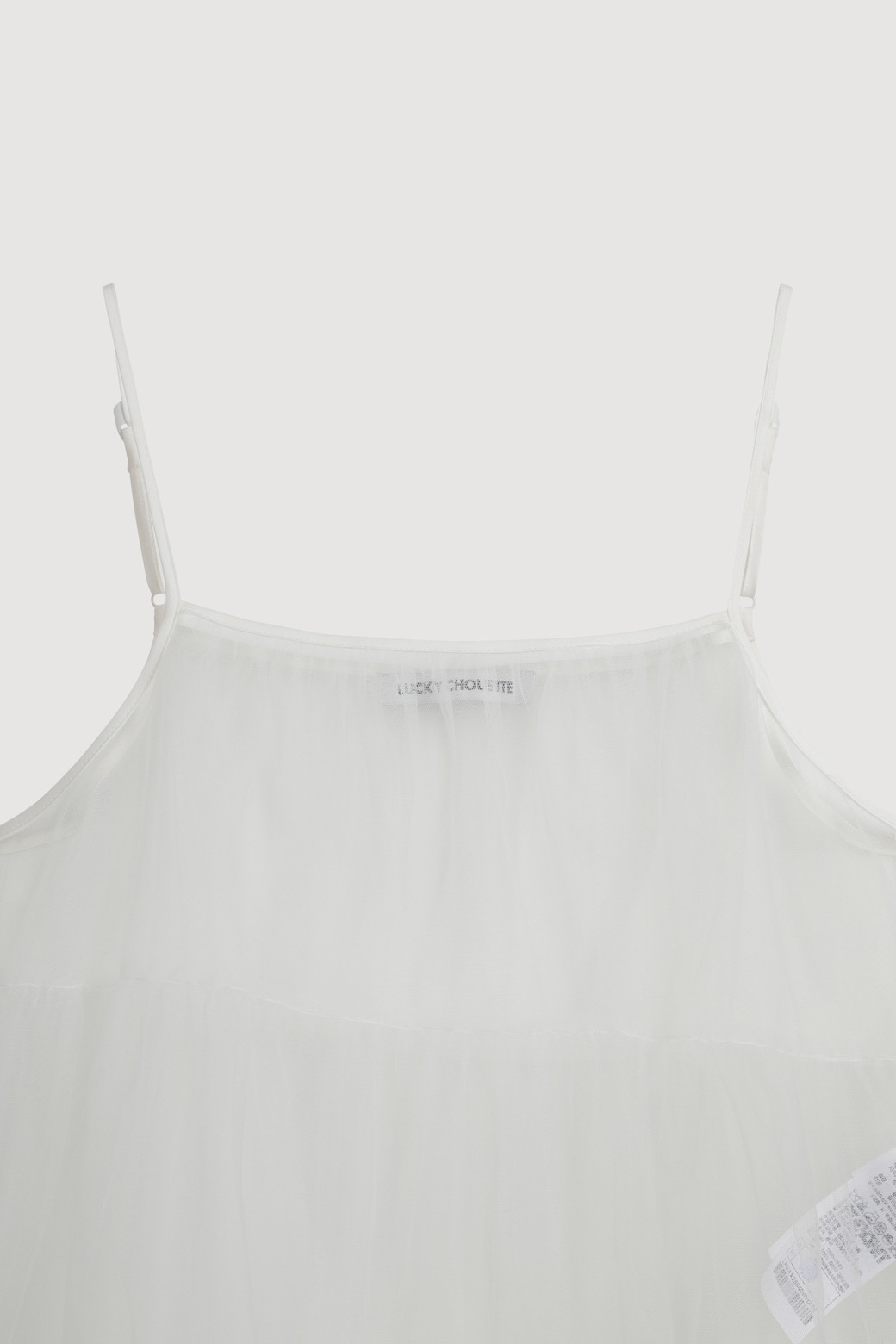 LUCKY CHOUETTE - 블라우스 - Shirring Mesh Top Blouse (white)