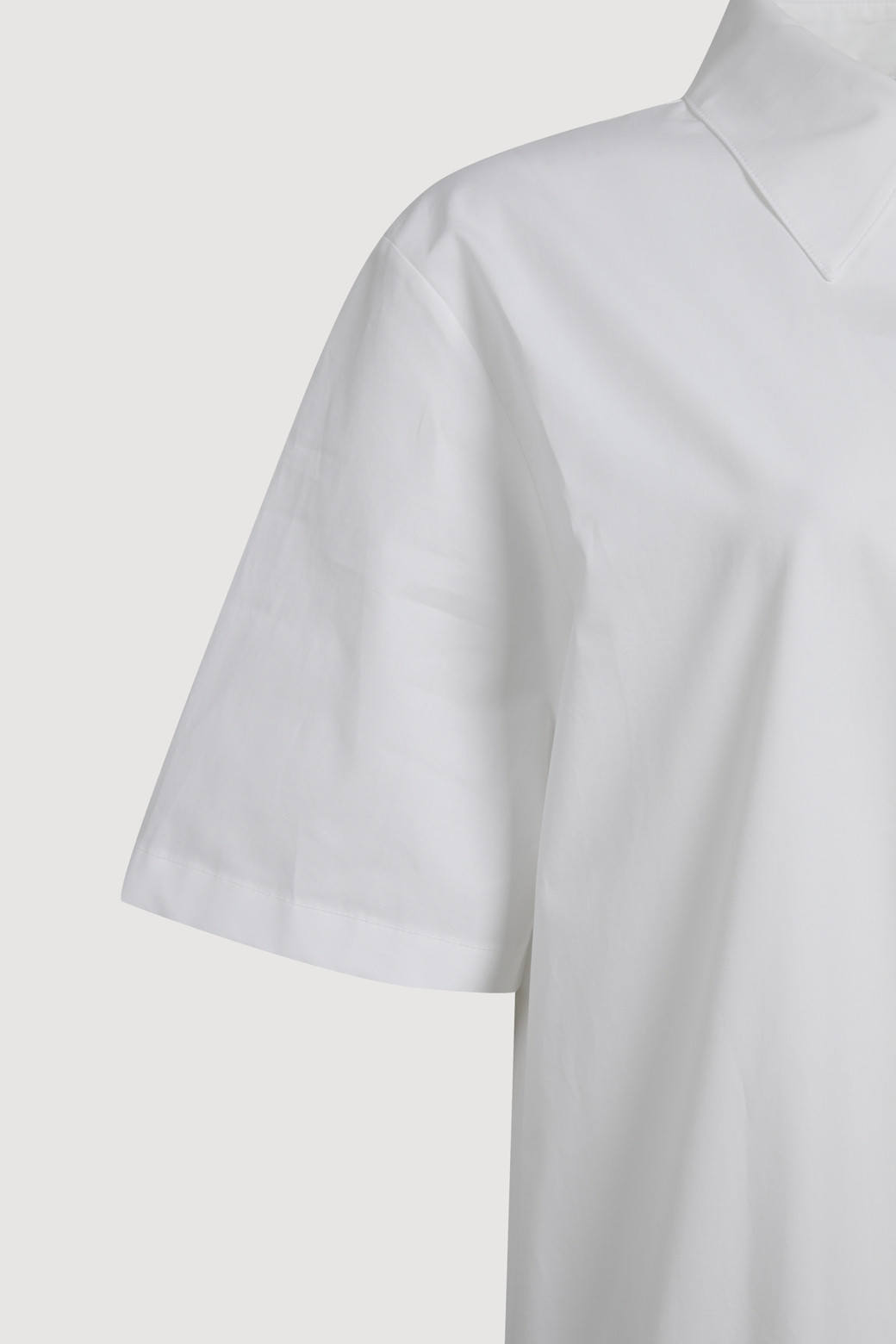 LUCKY CHOUETTE - 반소매 원피스 - Hem Frill Half Sleeve Cotton Shirt Dress (white)