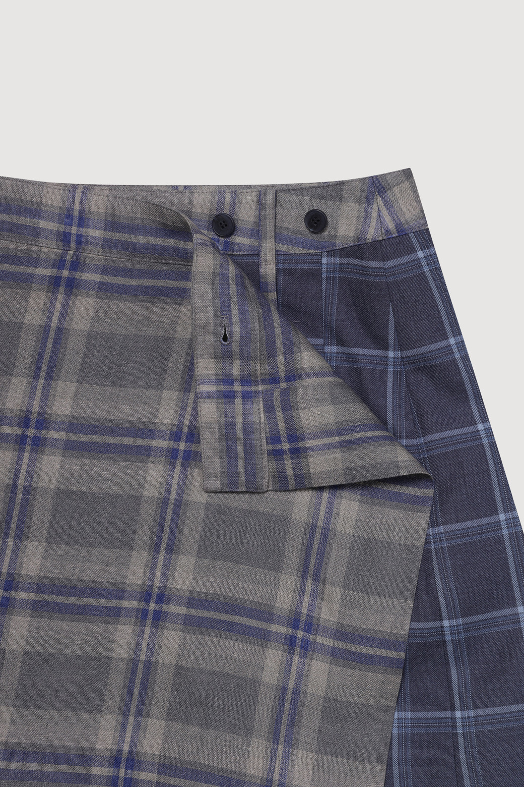 LUCKY CHOUETTE - 미니스커트 - Check Mix Mini Wrap Skirt (multi color)