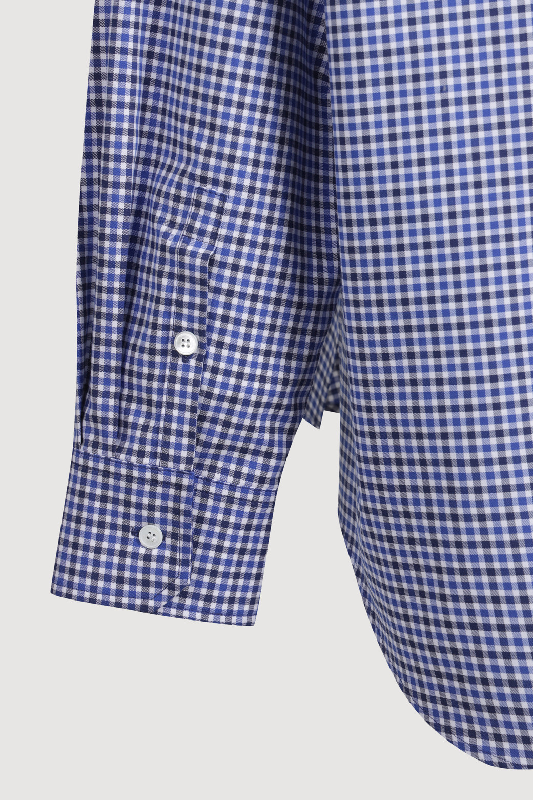 LUCKY CHOUETTE - 블라우스 - Check Mix Long Sleeve Blouse (blue)