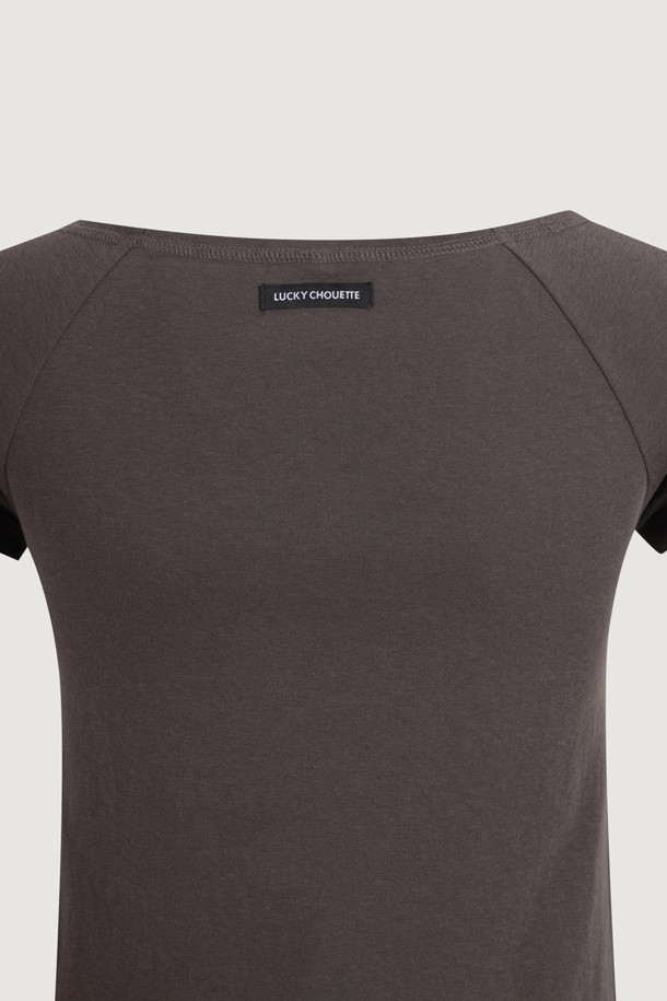 LUCKY CHOUETTE - 반소매 티셔츠 - Chouetties by LUCKY CHOUETTE_Boat Neck Half Sleeve T-shirt (grey)
