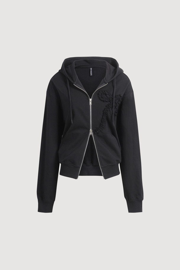 LUCKY CHOUETTE - 점퍼 - Chouetties by LUCKY CHOUETTE_Ribbon Point Hood Jumper (black)