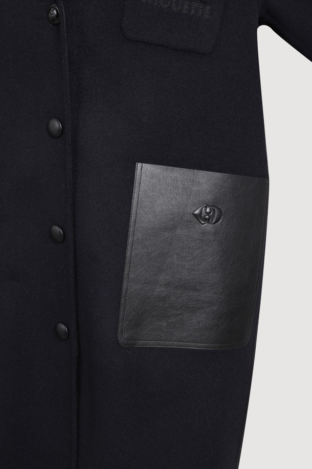 LUCKY CHOUETTE - 코트 - [Handmade] Collarless Leather Pocket Coat (dark navy)