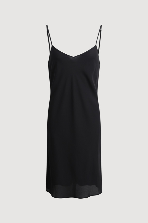 LUCKY CHOUETTE - 민소매 원피스 - Tuck Slip Dress (black)