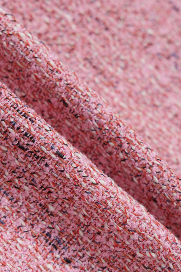 LUCKY CHOUETTE - 자켓 - Denim Patch Eyelet Pocket Tweed Jacket (pink)