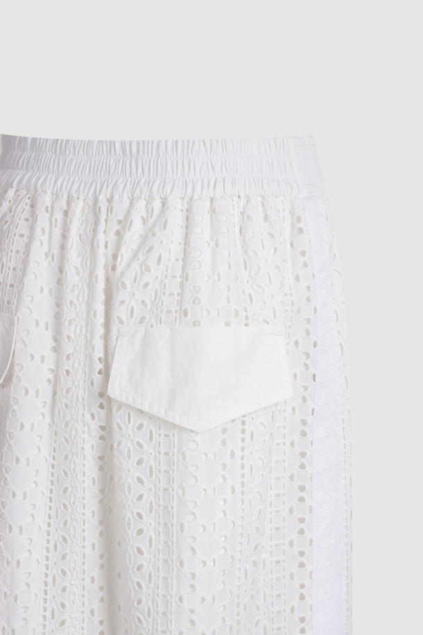 LUCKY CHOUETTE - 롱스커트 - [Atelier] Eyelet Lace Back Banding Long Skirt (white)