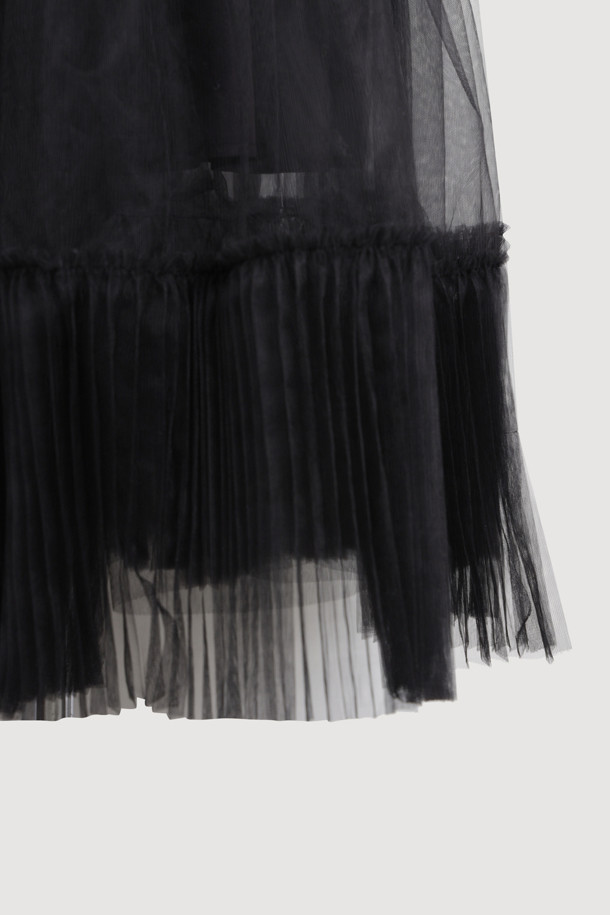 LUCKY CHOUETTE - 롱스커트 - [Re-Order][Holiday Edition] Mesh Long Banding Skirt (black)