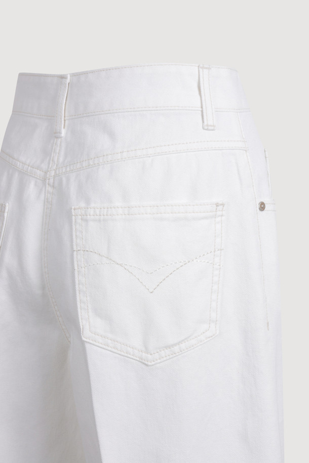 LUCKY CHOUETTE - 롱/미디팬츠 - Turn Up Denim Pants (ivory)