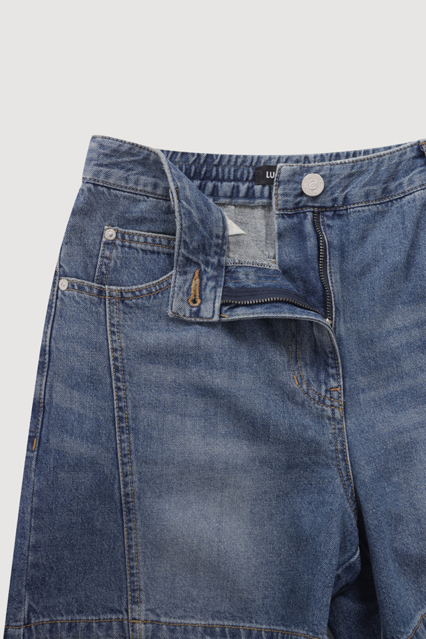 LUCKY CHOUETTE - 쇼트팬츠 - Back Banding Denim Shorts (blue)
