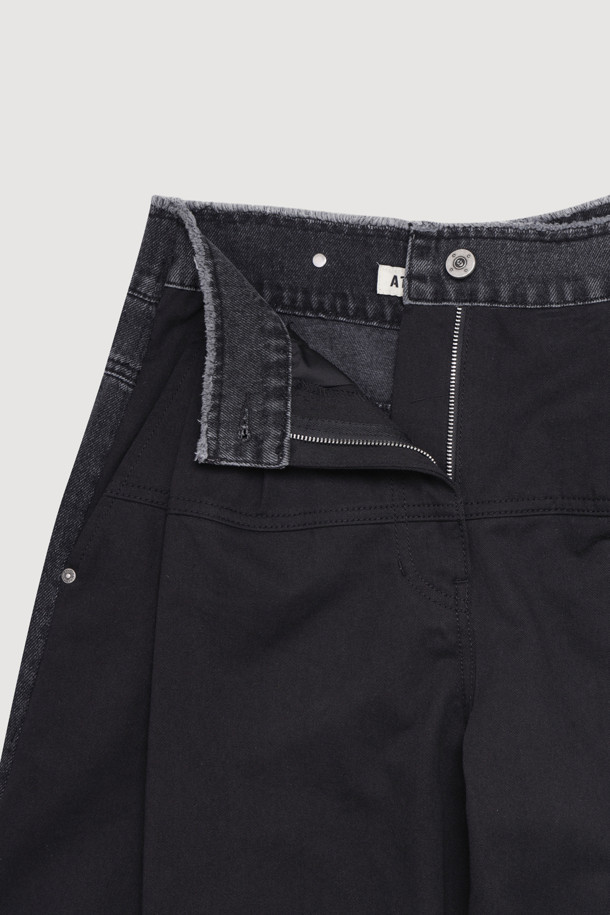 LUCKY CHOUETTE - 롱/미디팬츠 - [Atelier] Front Cotton Wide Denim Pants (black)