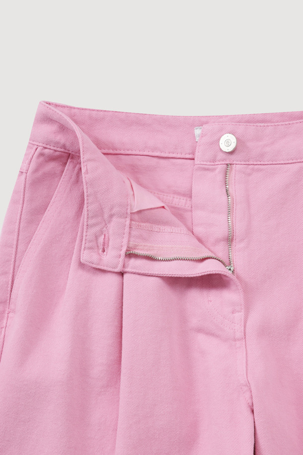 LUCKY CHOUETTE - 데님 - Two-tuck Dying Denim Pants (pink)