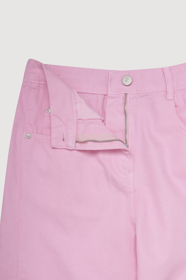 LUCKY CHOUETTE - 롱/미디팬츠 - Waist Coloring Cocoon Fit Denim Pants (pink)