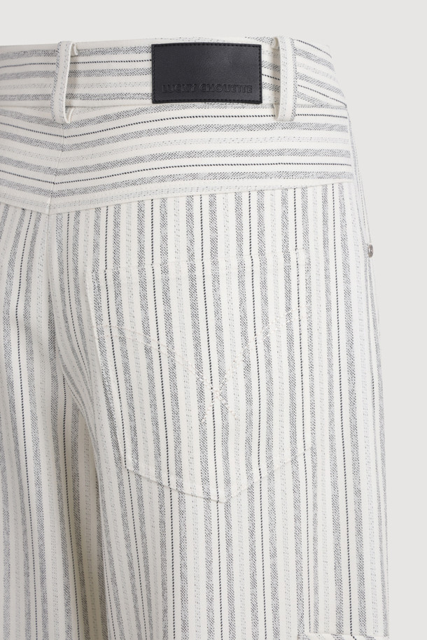 LUCKY CHOUETTE - 롱/미디팬츠 - Pocket Point Stripe Pants (ivory)