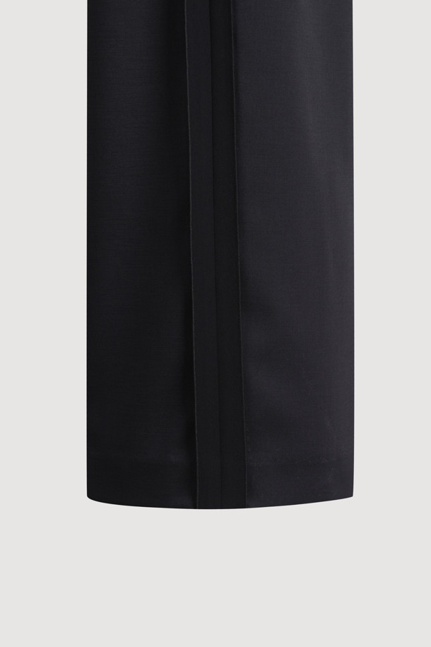 LUCKY CHOUETTE - 롱/미디팬츠 - Side Colored Banding Pants (dark grey)