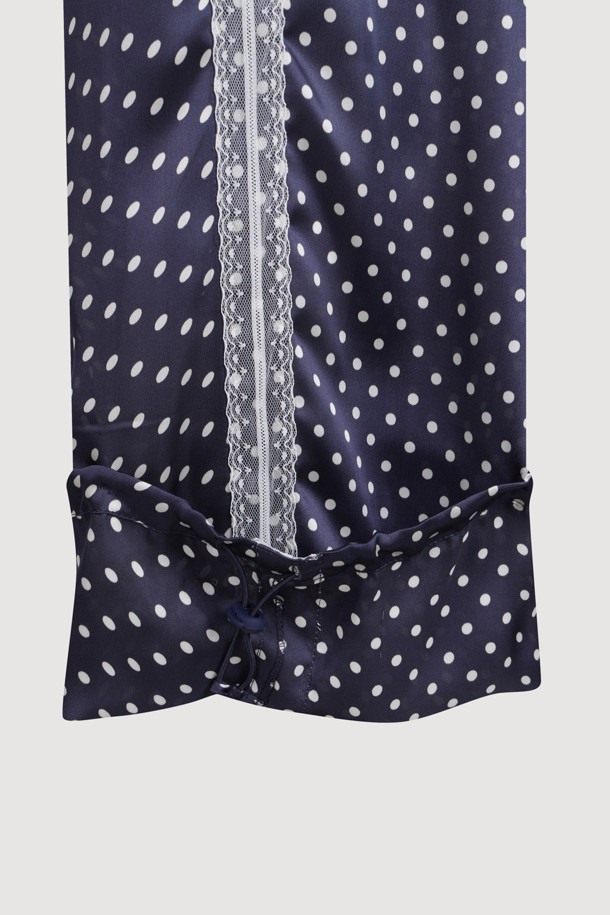 LUCKY CHOUETTE - 롱/미디팬츠 - [Re-Order] Dot Print Jogger Banding Pants (navy)
