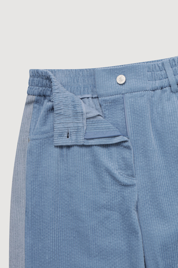 LUCKY CHOUETTE - 롱/미디팬츠 - [Holiday Edition] Side Color Corduroy Banding Pants (light blue)