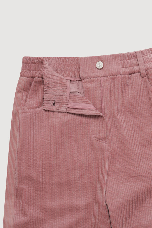 LUCKY CHOUETTE - 롱/미디팬츠 - [Holiday Edition] Side Color Corduroy Banding Pants (pink)