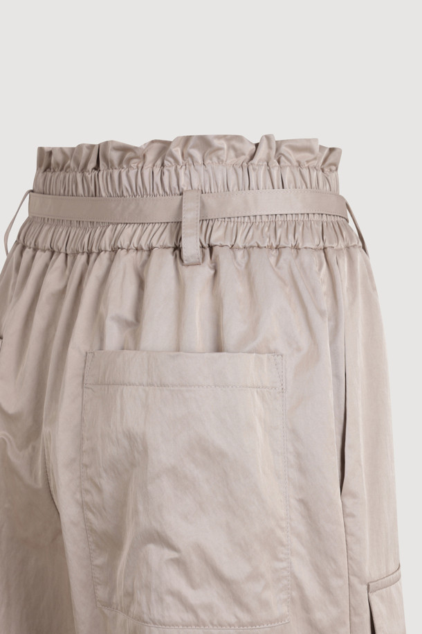 LUCKY CHOUETTE - 롱/미디팬츠 - Out Pocket Jogger Banding Pants (Fabric Belt) (beige)