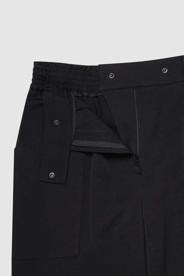 LUCKY CHOUETTE - 롱/미디팬츠 - Straight Back-banding Pants (black)