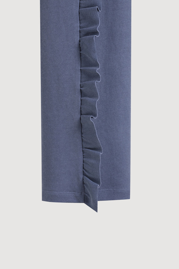 LUCKY CHOUETTE - 롱/미디팬츠 - Frill-pointed Jersey Banding Pants (blue)