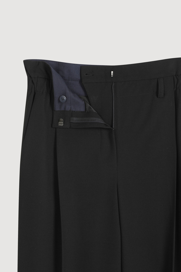 LUCKY CHOUETTE - 롱/미디팬츠 - Sideband Pintuck Wide Pants (black)